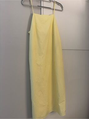 Anthropologie Butter-Yellow Midi high  neck/ low back dress NWT